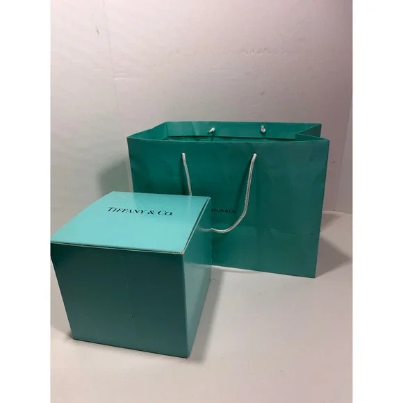 Tiffany & Co Blue Gift Box and Shopping Bag Set Large Square Cube Packaging