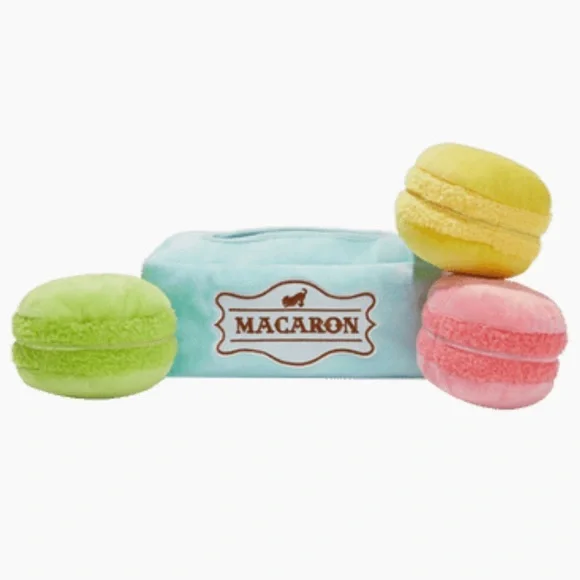 Large Macaron Plush Dog Toy Set - Green, Yellow, Pink