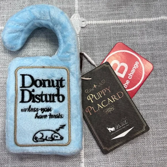 SMALL Blue Puppy Placard Plush Toy