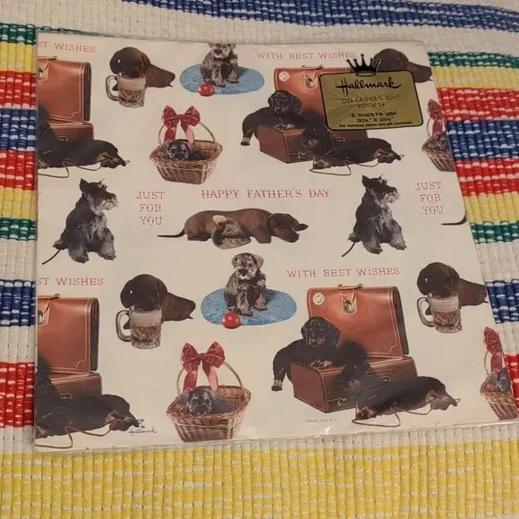 Hallmark vintage Father's Day dog‎ gift wrapping paper NIP