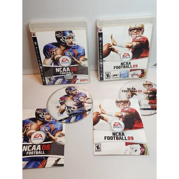 Lot NCAA Football 08 & NCAA 09 PlayStation 3 PS3 Complete In Box With Manuals