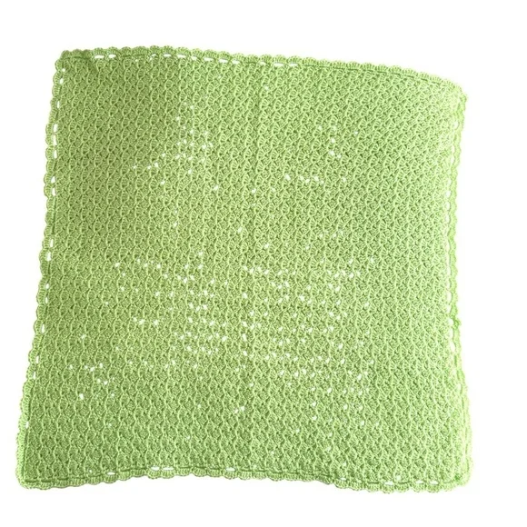 Handmade Baby Afghan in Light Green Crochet Granny Square Blanket Boy Girl NEW