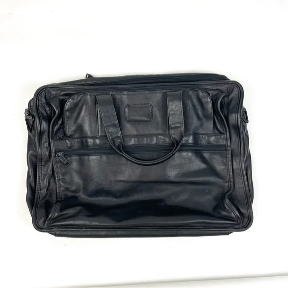 TUMI Black Genuine Leather Expandable Laptop Bag