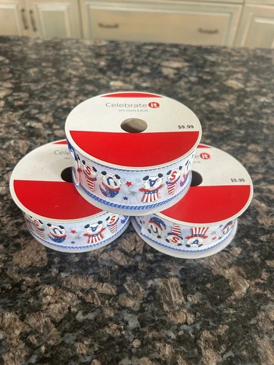 CELEBRATE IT WIRED RIBBON USA GNOMES 1.5