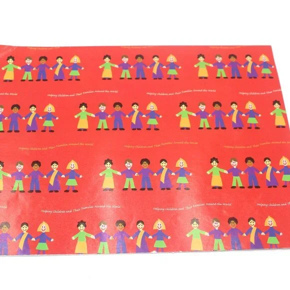 Children Of The World Kids Vintage Gift Wrapping Sheet Childrens Federation 1994