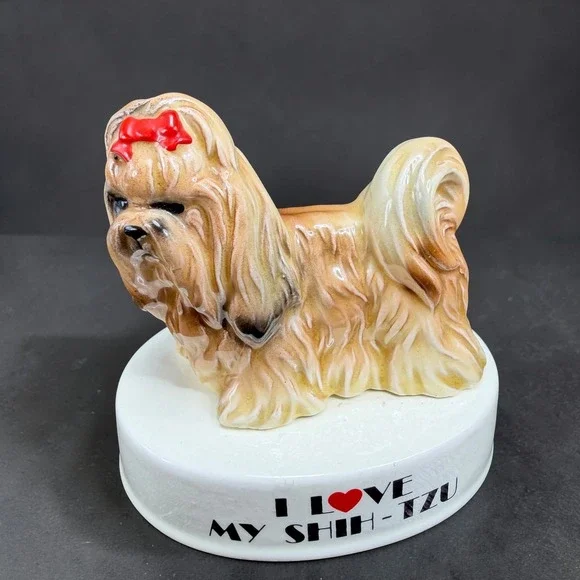 George Good Japan Shih Tzu Dog Figurine I Love My Shih Tzu Vintage Ceramic 3in