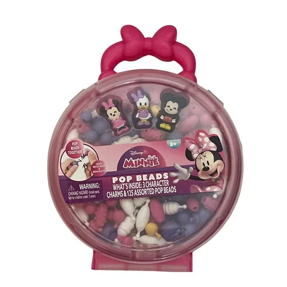 NEW Disney Minnie Mouse Pop Beads Jewelry Making Kit‎ 3 Character Charms & Beads
