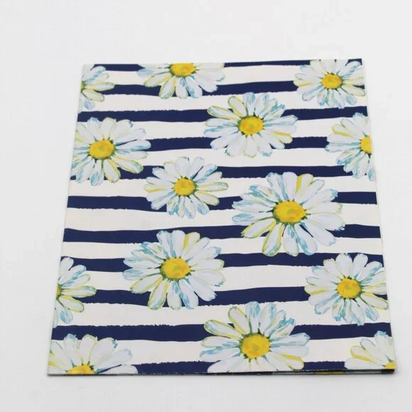 Vintage Blue Stripes With White Daisies Gift Wrapping Paper One Sheet 20