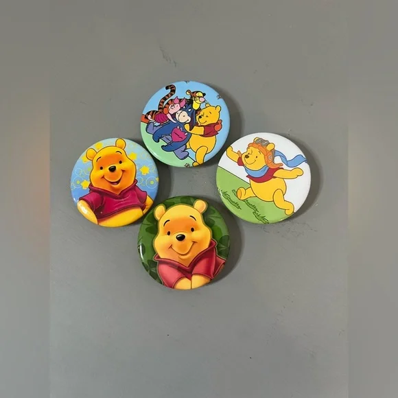 4 Vintage Cute Whimsy Winnie the Pooh Disney Pins Set Kidcore Kitschy Y2K Retro