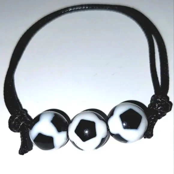 Unisex kids soccer ball adjustable charm bracelet