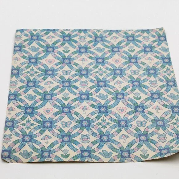 Vintage Blue Ring Shapes Baby Present Gift Wrapping Paper One Sheet 20