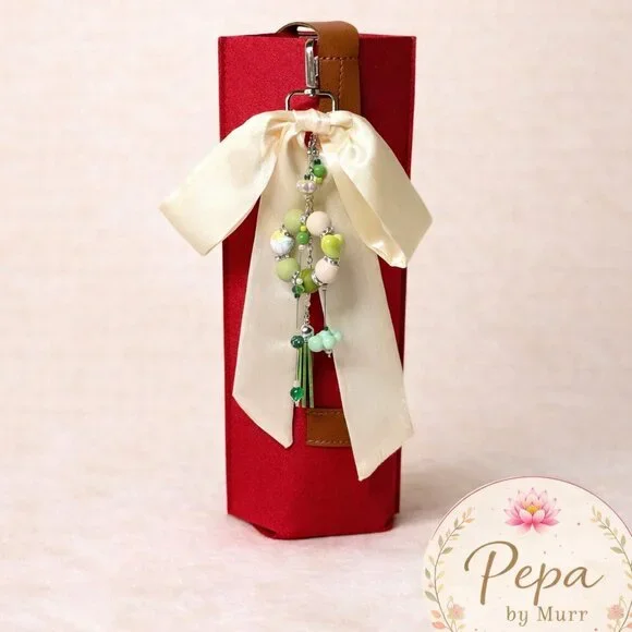 Handmade Wine Bottle Gift Bag with Beaded Charm – Pepa by Murr
