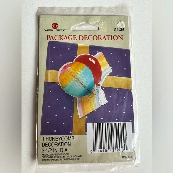 Vintage 1993 American Greetings Honeycomb Gift Package Decoration New in Package