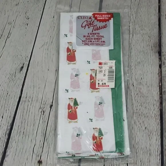 NWT Vintage Cleo Christmas Santa Gift Wrap