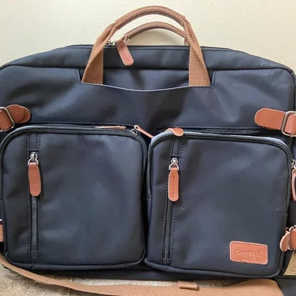 Men's Black Convertible Backpack fits 17.3 Inch Laptop