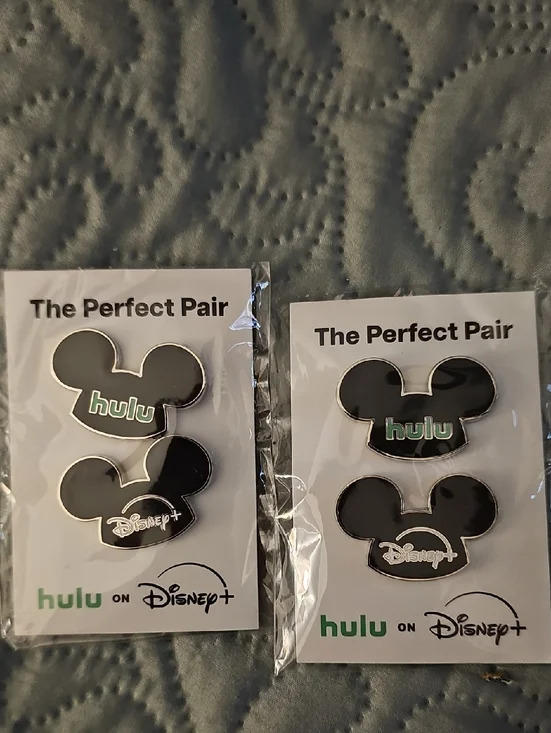 Disney Black Mickey Hulu & Disney+ Enamel Pin Pair