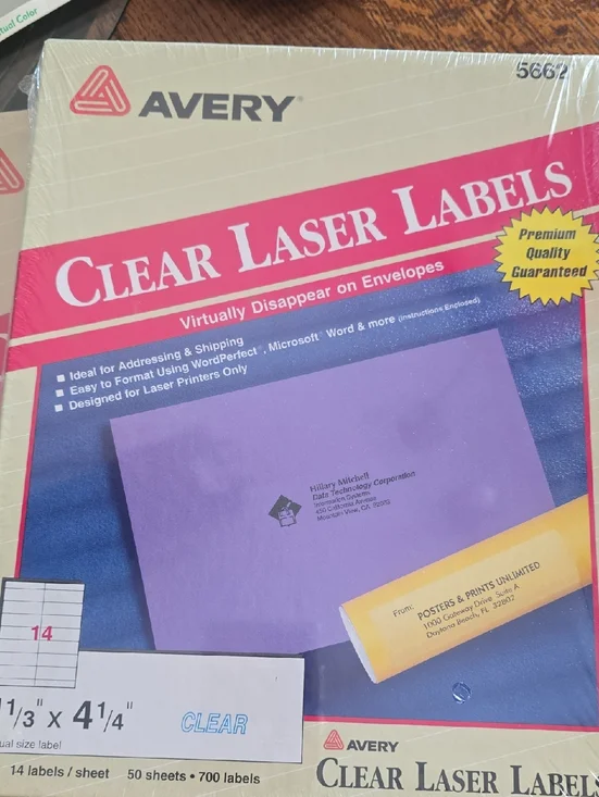 Avery Clear Laser Labels - Clear