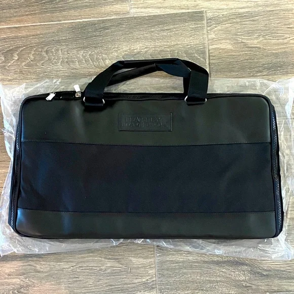 Harley Davidson Duffle Bag Leather Canvas Black Carry On 22”/12” New!