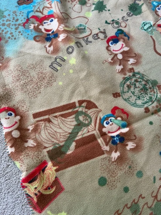 Pirate Monkey Print Throw Blanket banana chest