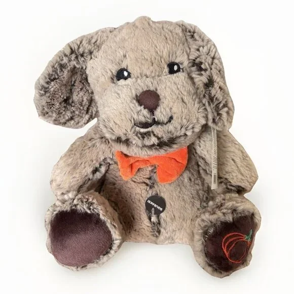 PetSmart Chance Dog Toy Pumpkin Bowtie Brown Puppy Squeaks Plush Floppy Ears NWT