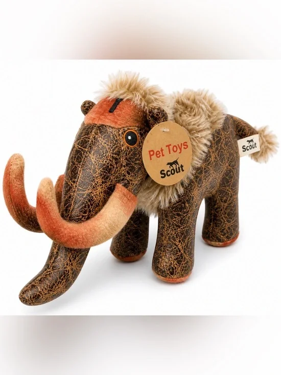 Scout Mammoth Plush Dog Toy | Faux Leather & Fur Squeaker Toy