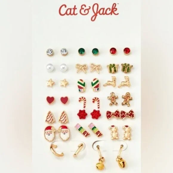 Target Cat & Jack Nickel Free Christmas Holiday Festive Earrings 20 Pairs New