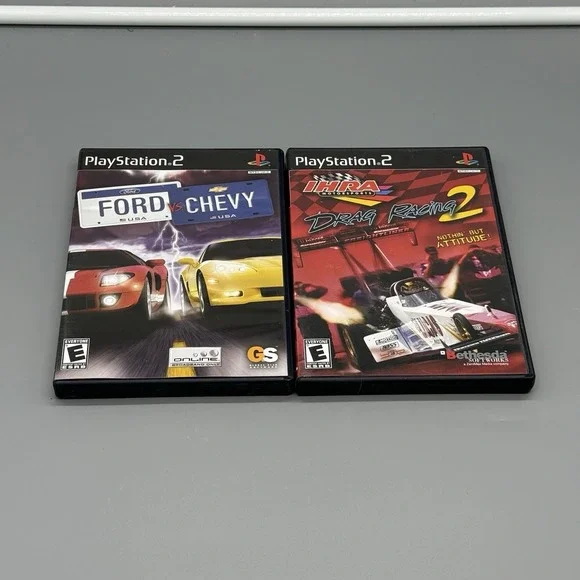 PS2 Racing 2 Game Lot Ford Vs. Chevy & IHRA Drag Racing 2 Tested Working