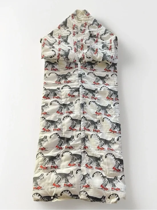 Vintage 1980s B. Kliban Sleeping Bag Burlington Cat Red Sneakers Quilted Kids
