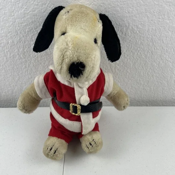 Vintage 1968 United Feature Santa Snoopy Plush‎ Toy