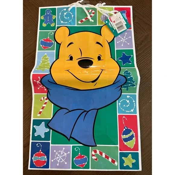 Vintage Disney Winnie the Pooh Christmas Holiday Gift Bag 24'' x 14'' Oversized‎