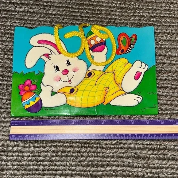 Vtg 1996 Easter Spring Gift Bag Yellow Handles JeanMarie Collection EASTER BUNNY
