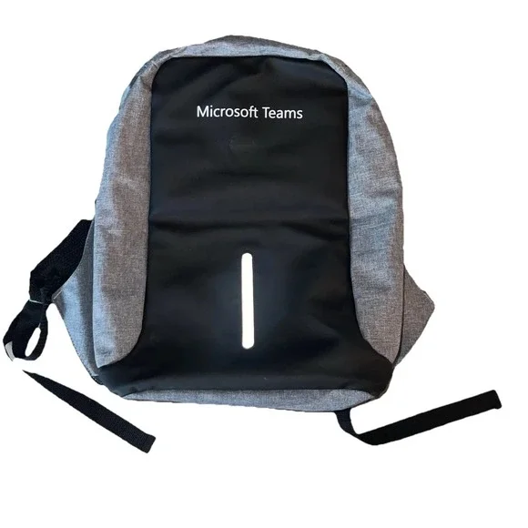Microsoft Teams Computer Top Load Mega Backpack Book Bag Gray Large Open Charger