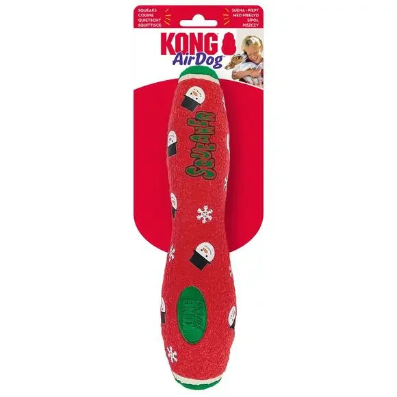 Kong‎ Holiday AirDog Large Squeaker Dog Toy Stick Red Snowman Christmas Toss