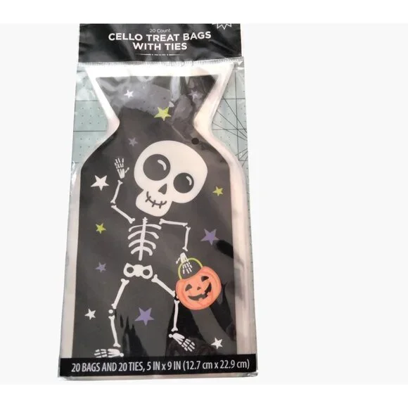 Halloween Skeleton Trick Treat Bag Ties 20 Count