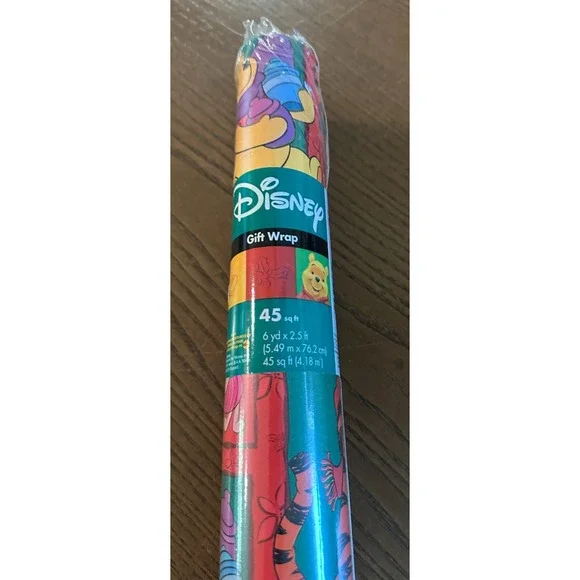 Disney‎ Winnie The Pooh Christmas Red Gift Wrapping Paper Pooh, Eeyore, Tigger