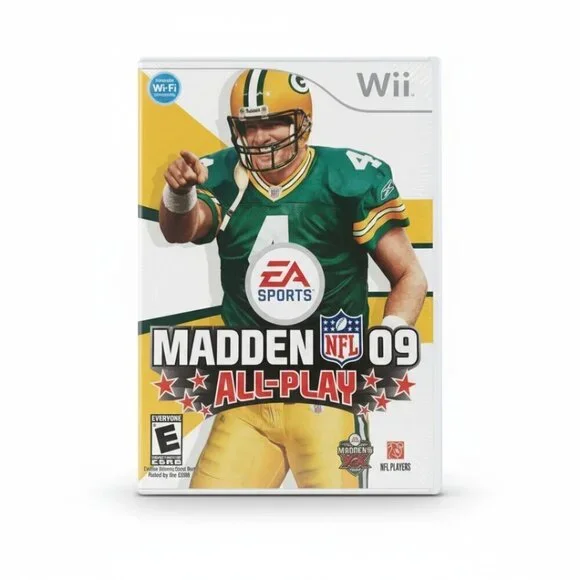 Madden NFL 09 All-Play (Nintendo Wii) Complete Brett Favre Cover