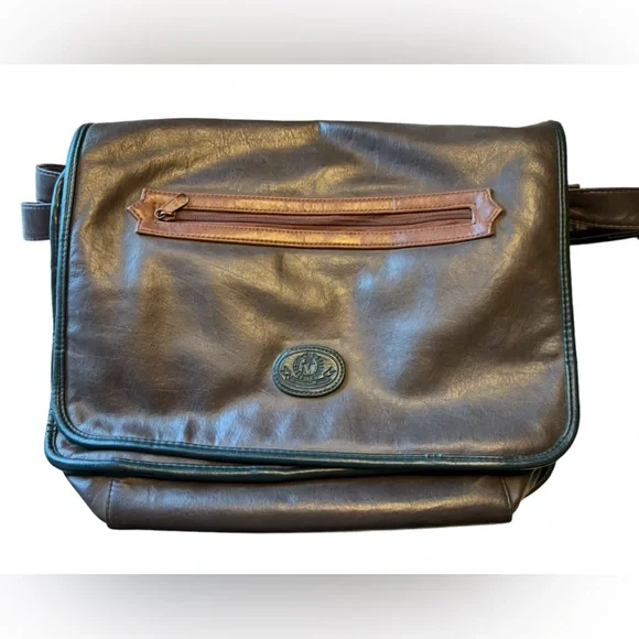 Vintage Brown Leather 90s Briefcase Laptop Bag MINTY M International Series