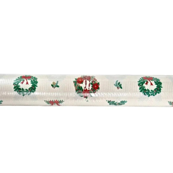 Hallmark Vintage Christmas Gift Wrap 37.5 Sq Ft Wreath Poinsettia Holiday Paper