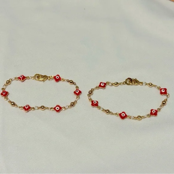 New Gold and Red Deer eyes Of fantasy Bracelet‎ Set For children laminated gold