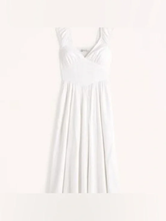 abercrombie & fitch corset cap sleeve midi dress white