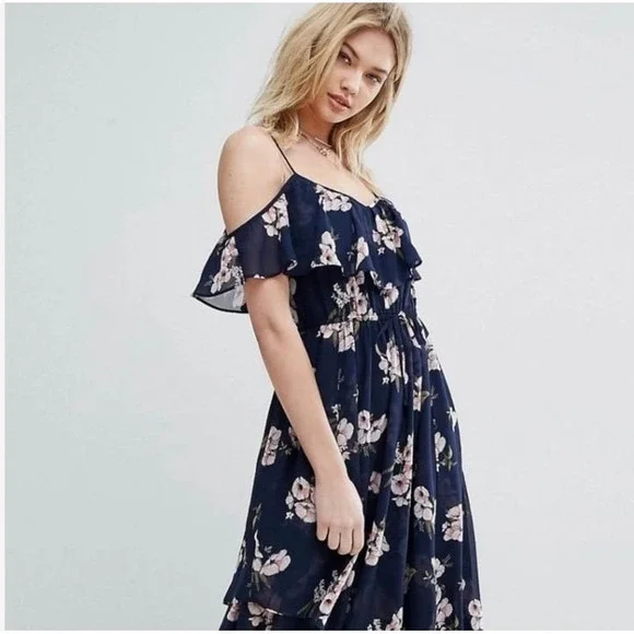Abercrombie &‎ Fitch Maxi Dress Womens Blue Floral Flowy Romantic Cottagecore SM