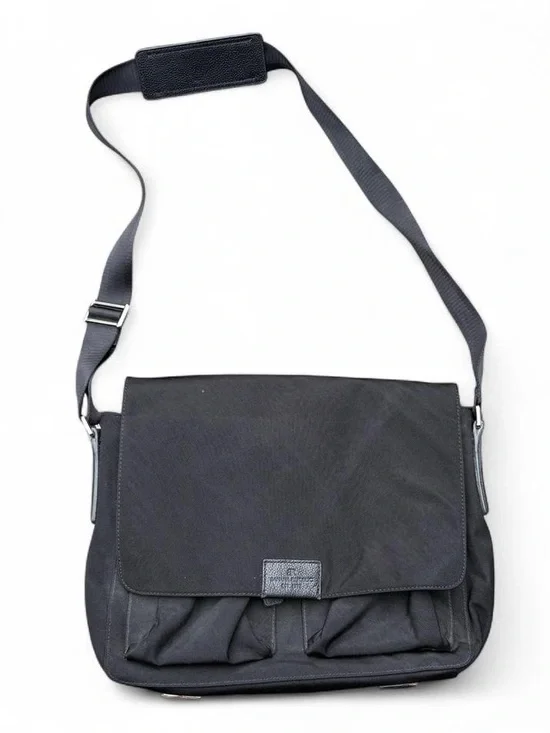 Vintage Banana Republic black nylon and leather messenger laptop work bag