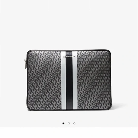 Michael Kors Black and Gray Laptop Bag with Signature MK Logo