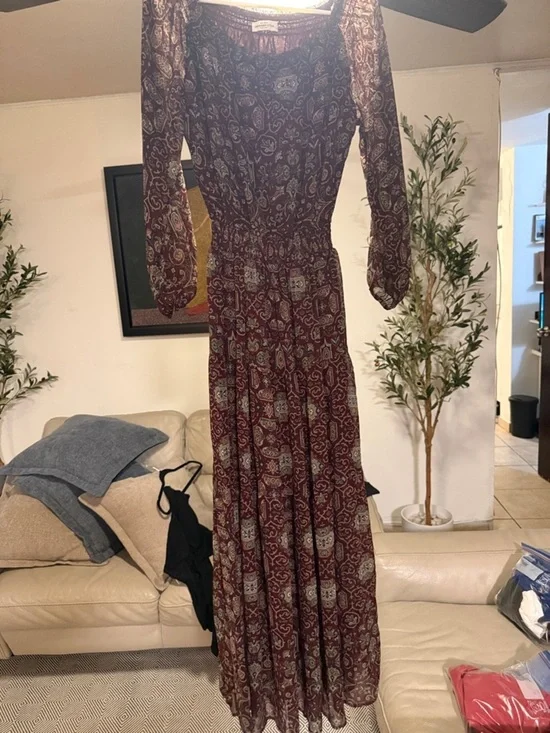 Abercrombie & Fitch Maroon Paisley Maxi Dress