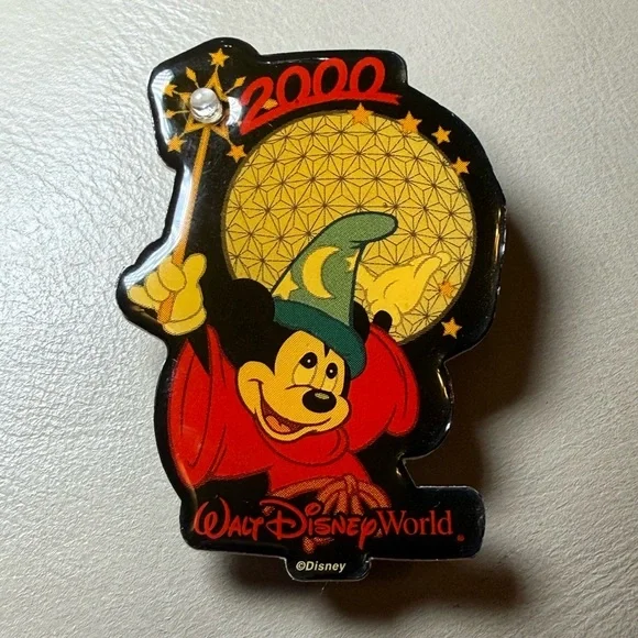 WDW 2000 SORCERER MICKEY EPCOT SPACESHIP EARTH FLASHING PIN (WORKS) #1913