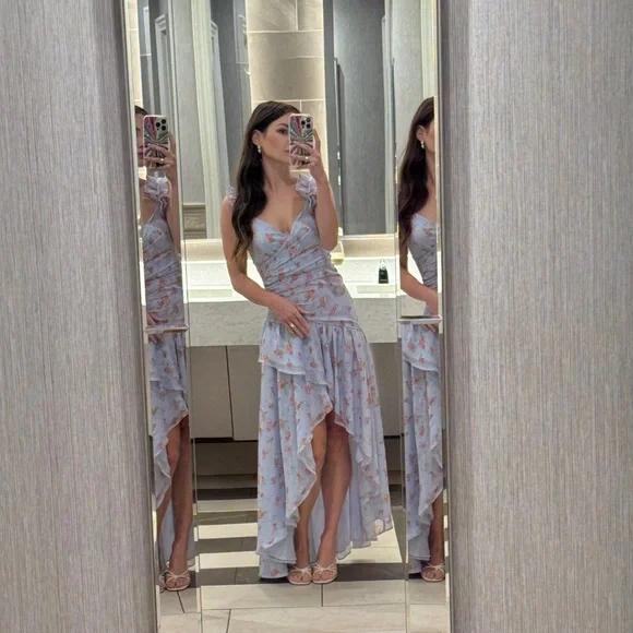 NWT | Abercrombie & Fitch Floral High Low Maxi Dress XS Tall Wedding Guest