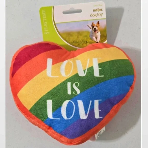 New Dog Toy Plush OS Heart Rainbow Pride Love Is Love Animal Pet NWT