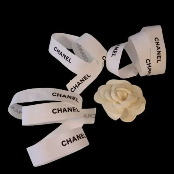 Chanel Ribbons With Camellia Paper Flower Flaws See Description