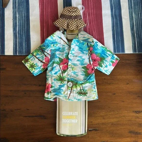 Kohl’s Wine cover Tropical Floral Shirt and Hat Set NEW