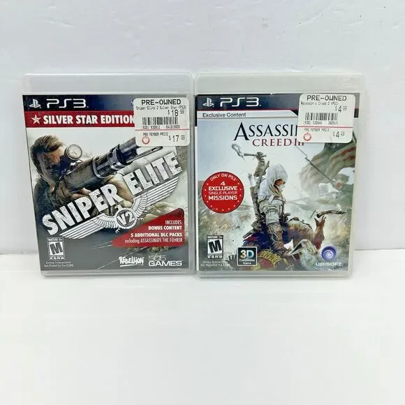 Sniper Elite V2 Silver Star Edition Assassins Creed III Bundle Lot PS3 Sony